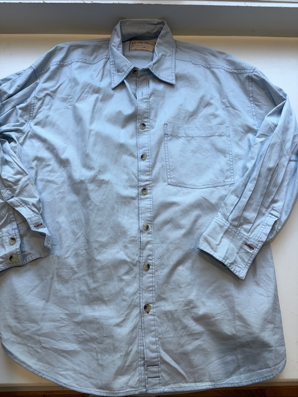 NWOT Free People Freddie oversized Light Blue Button-down cotton shirt size XS - Picture 2 of 12